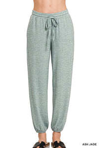 Soft Melange Hacci Tie Front Joggers