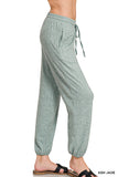 Soft Melange Hacci Tie Front Joggers